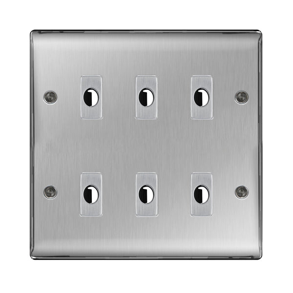 BG Nexus Metal Brushed Steel 6 Gang Flex Outlet Socket