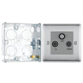 BG Nexus Brushed Steel Triplex TV/FM/Sat Socket NBS67 with 25mm Steel Back Box