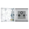 BG Nexus Brushed Steel Triplex TV/FM/Sat Socket NBS67 with 25mm Steel Back Box by British General (BG-NBS67+HGS02)