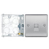 BG Nexus Brushed Steel Single Master Telephone Socket NBSBTM1 with 25mm Steel Back Box by British General (BG-NBSBTM1+HGS02)