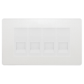 BG Evolve Pearlescent White 4 Gang Master Telephone Socket, Screw Terminal - White Insert