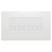 BG Evolve Pearlescent White 4 Gang Master Telephone Socket, Screw Terminal - White Insert by British General (BG-PCDCLBTMS4W)