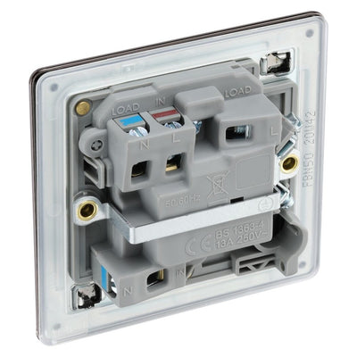 BG Screwless Black Nickel 13A Switched Spur FBN50 with 25mm Steel Back Box