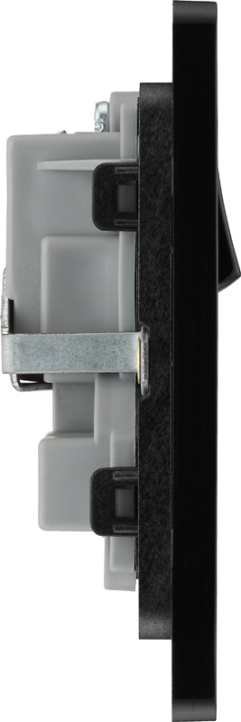 BG Evolve PCDBC22B Black Chrome 2 Gang 13A Switched Socket Outlet - Black Insert