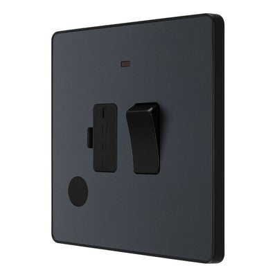 BG Evolve Matt Grey 13A Flex Outlet Neon Switched Fused Connection Unit PCDMG52B with 25mm Steel Back Box