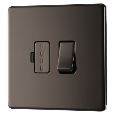 BG Screwless Black Nickel 13A Switched Spur FBN50 with 25mm Steel Back Box