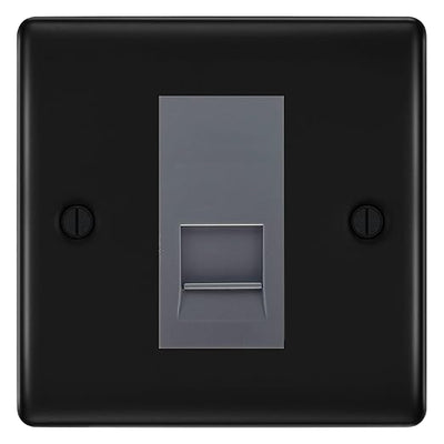 BG Nexus Matt Black Single IDC Secondary Telephone Socket - Grey Insert by British General (BG-NFBBTS1G)