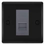 BG Nexus Matt Black Single IDC Secondary Telephone Socket - Grey Insert by British General (BG-NFBBTS1G)
