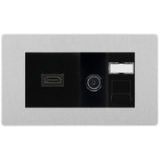 BG Evolve Media Wall Plate — TV Aerial, HDMI & CAT6 | Brushed Steel Screwless by British General