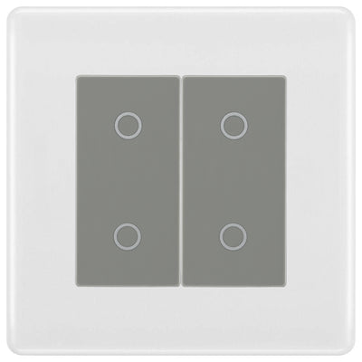 BG Nexus White Moulded Double Secondary Touch Dimmer Switch - Grey Insert by British General (BG-8EMS2+EMTDSG)