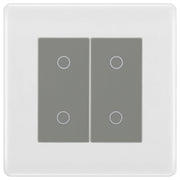 BG Nexus White Moulded Double Secondary Touch Dimmer Switch - Grey Insert by British General (BG-8EMS2+EMTDSG)