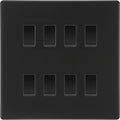 BG Matt Black Screwless 8 Gang Intermediate Light Switch Custom Grid + Back Box