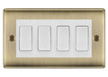 BG Nexus Antique Brass 4 Gang 20AX 2-Way Switch Custom Grid - White Insert