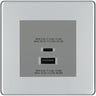 BG Polished Chrome 45W USB Wall Socket Euro Module USB-A & C - Grey Insert by British General (BG-FPCEMS2+EMUSBAC45G)