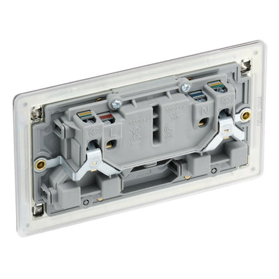 BG Screwless Brushed Steel 13A Double Socket FBS22G with 25mm Steel Back Box