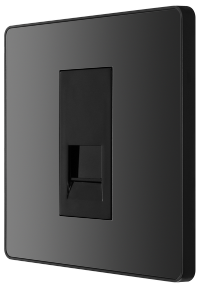 BG PCDBCBTM1B Black Chrome Evolve 1 Gang Master Telephone Outlet - Black Insert
