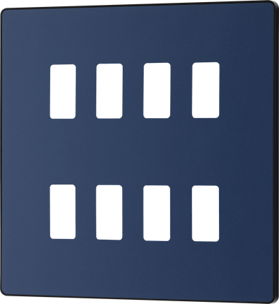 BG RPCDDB8B Evolve Grid Matt Blue 8 Module Square Front Plate - Black Trim
