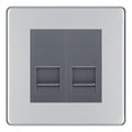 BG Screwless Polished Chrome Double IDC Secondary Telephone Socket - Grey Insert