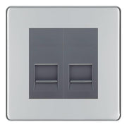 BG Screwless Polished Chrome Double IDC Secondary Telephone Socket - Grey Insert by British General (BG-FPCBTS2G)
