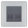 BG Screwless Polished Chrome Double IDC Secondary Telephone Socket - Grey Insert by British General (BG-FPCBTS2G)