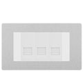 BG Evolve Brushed Steel 3 Gang RJ11 Telephone Socket Euro Module - White Insert