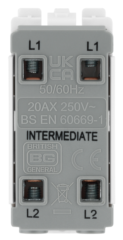 BG RBS13 Nexus Grid Brushed Steel 20AX Intermediate Switch Module