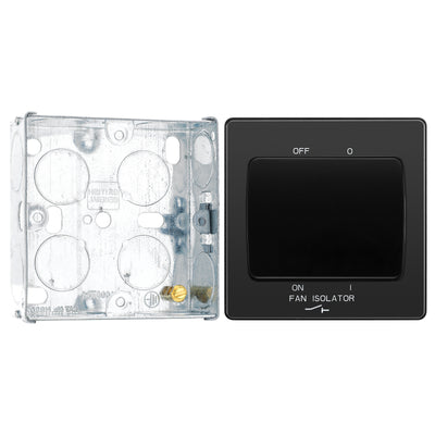 BG Evolve Black Chrome Fan Isolator Switch PCDBC15B with 25mm Steel Back Box