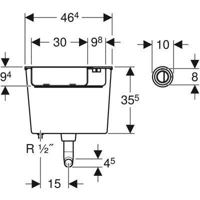 Geberit Low Height Concealed Cistern - Remote Flush - 6/3 Litres - 109.724.21.2 by Geberit (Geberit-109.724.21.2)