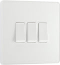 BG PCDCL43W Pearlescent White Evolve 3 Gang 20A 16AX 2 Way Light Switch - White Insert