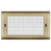 BG Nexus Antique Brass 4 Gang RJ45 CAT6 Data Socket White Inserts by British General (BG-NABRJ454C5EW)