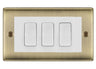 BG Nexus Antique Brass 3G Switch 1x Intermediate 2x 2 Way Switch - White Insert by British General (BG-Nexus-AB-3G-Combo-2x 2WAY-1x INT-WH)