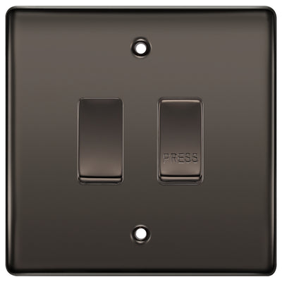 BG Nexus Black Nickel 2G Grid Switch Kit – 20A 2-Way & Retractive PRESS Module by British General (BG-Nexus-BN-2G-1x2Way-1xPress)