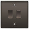 BG Nexus Black Nickel 2G Grid Switch Kit – 20A 2-Way & Retractive PRESS Module by British General (BG-Nexus-BN-2G-1x2Way-1xPress)