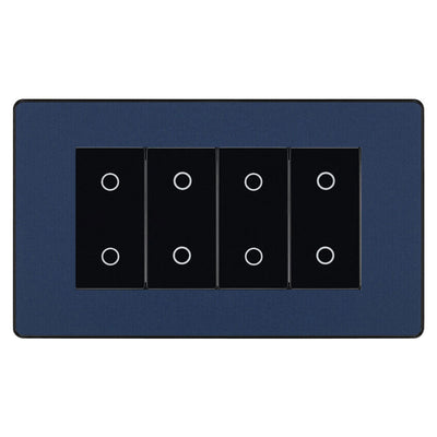 BG Evolve Matt Blue Screwless Quad Secondary Touch Dimmer Switch PCDDBTDS4B by British General (BG-PCDDBTDS4B)