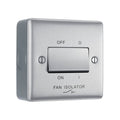 Brushed Steel 10A Triple Pole Fan Isolator Switch & Surface Pattress Back Box