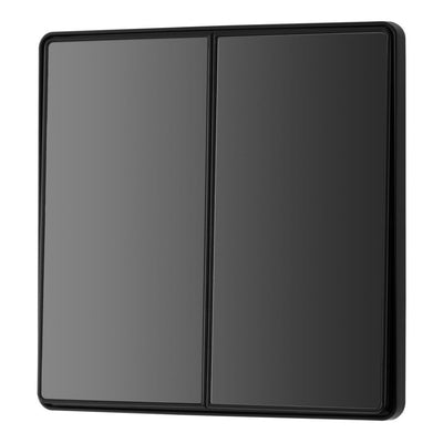 BG Evolve Black Chrome 2 Way Double Edge to Edge Rocker Switch PCDBC42EB with 35mm Steel Back Box