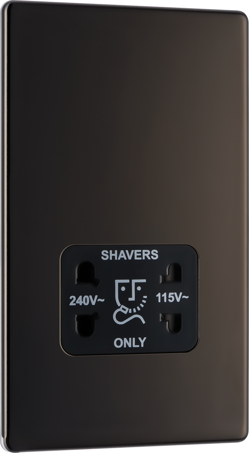 FBN20B Front - This dual voltage shaver socket from British General is suitable for use with 240V and 115V shavers and electric toothbrushes.