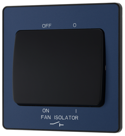 BG PCDDB15B Matt Blue Evolve 10A 3 Pole Fan Isolator - Black Insert