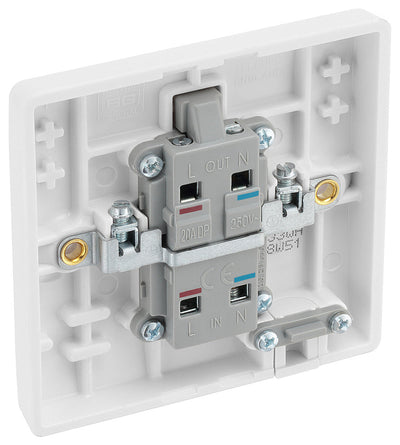 BG 833WH White Round Edge 20A DP Switch marked Water Heater + Neon + Cable Outlet by British General (BG-833WH)