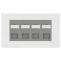 BG White Moulded 4 Gang RJ45 CAT6 Data Socket Grey Inserts