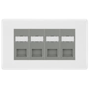 BG White Moulded 4 Gang RJ45 CAT6 Data Socket Grey Inserts by BG Nexus (BG-NWMRJ454C5EG)
