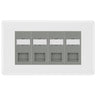 BG White Moulded 4 Gang RJ45 CAT6 Data Socket Grey Inserts by BG Nexus (BG-NWMRJ454C5EG)
