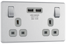 BG Electrical FBS22U3G Nexus Screwless Flat-Plate Double Switched Plug Socket Brushed Steel Grey Insert 2 USB 3.1A by British General (BG-FBS22U3G-Shopify-SA_1)