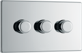 BG Electrical FPC83 Nexus Flatplate Screwless Polished Chrome 3 Gang 200W 2 Way Trailing-Edge Push Dimmer Switch
