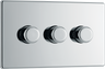 BG Electrical FPC83 Nexus Flatplate Screwless Polished Chrome 3 Gang 200W 2 Way Trailing-Edge Push Dimmer Switch by British General (BG-FPC83-Shopify-SA_1)