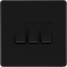 BG Nexus Flatplate Screwless Matt Black Triple Light Switch FFB43 20 Amp by British General (BG-FFB43-1)