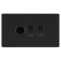 BG Screwless Matt Black 3 Gang Switch 1x Trailing Edge LED Dimmer 2x Intermediate Custom Grid Switch