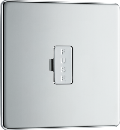 Newlec British General FPC54 Nexus Flatplate Screwless Polished Chrome 13A Unswitched Fused Spur Unit