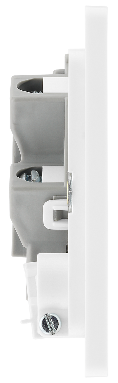 BG PCDBS54W Brushed Steel Evolve 13A Flex Outlet Neon Unswitched Fused Spur Unit - White Insert