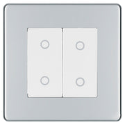BG Nexus Screwless Polished Chrome Double Master Touch Dimmer Switch White Inserts FPCTDM2W by British General (BG-EMTDMW+FPCEMS2)
